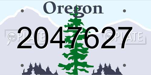 2047627 Oregon License Plate