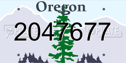 2047677 Oregon License Plate
