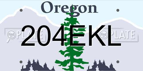 204EKL Oregon License Plate