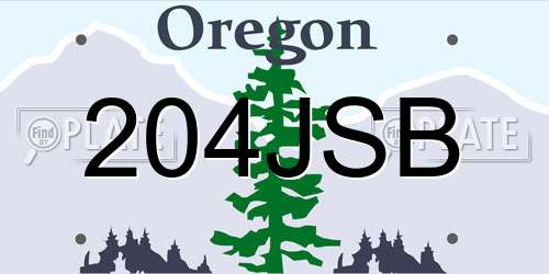 204JSB Oregon License Plate