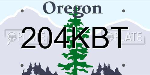 204KBT Oregon License Plate