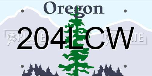 204LCW Oregon License Plate
