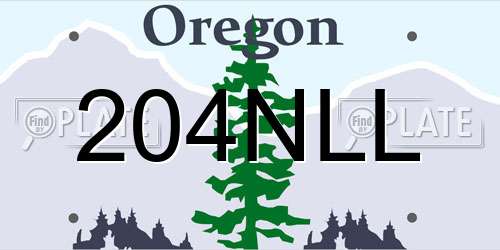 204NLL Oregon License Plate