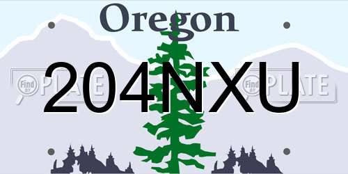 204NXU Oregon License Plate