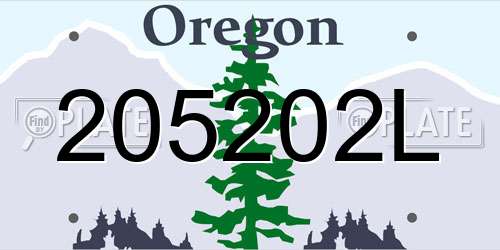 205202L Oregon License Plate