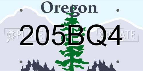 205BQ4 Oregon License Plate