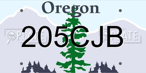 205CJB Oregon License Plate