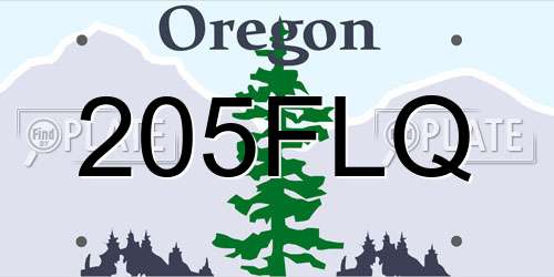 205FLQ Oregon License Plate