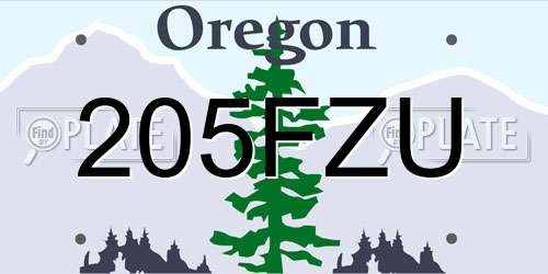 205FZU Oregon License Plate
