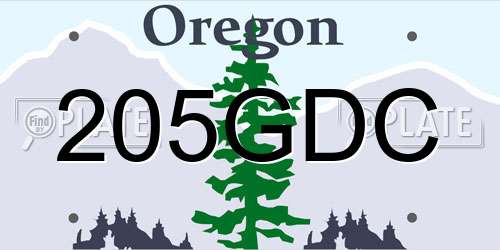 205GDC Oregon License Plate
