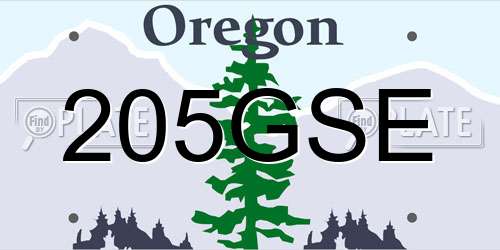 205GSE Oregon License Plate