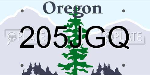 205JGQ Oregon License Plate