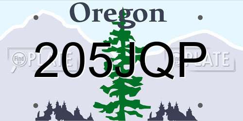 205JQP Oregon License Plate