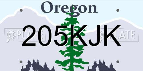 205KJK Oregon License Plate