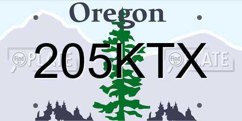 205KTX Oregon License Plate