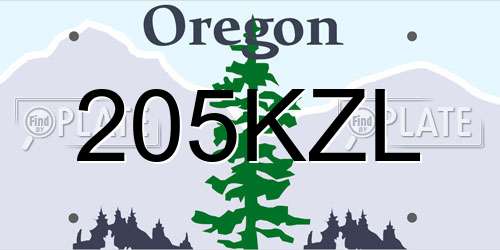 205KZL Oregon License Plate
