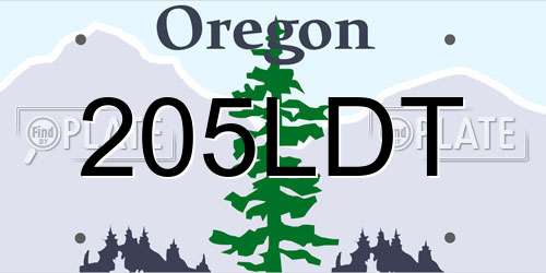 205LDT Oregon License Plate