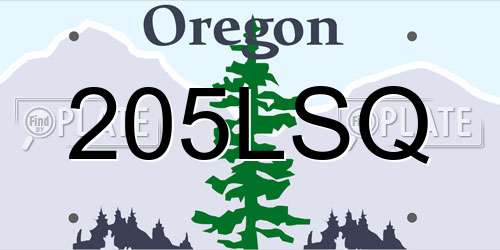 205LSQ Oregon License Plate