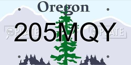 205MQY Oregon License Plate