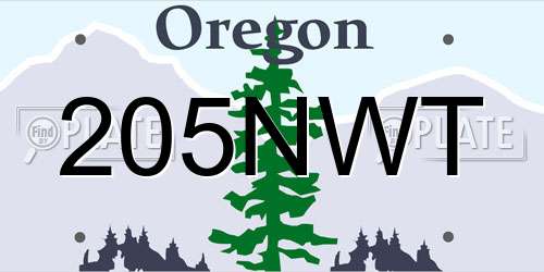 205NWT Oregon License Plate