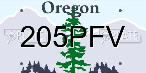 205PFV Oregon License Plate
