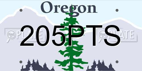 205PTS Oregon License Plate