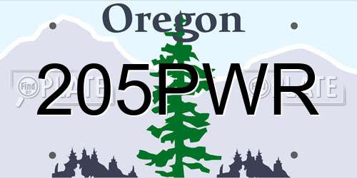 205PWR Oregon License Plate