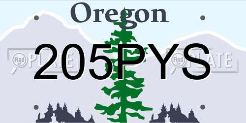 205PYS Oregon License Plate