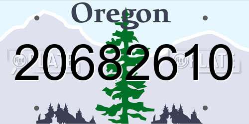 20682610 Oregon License Plate