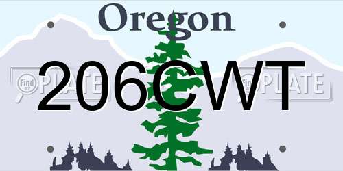 206CWT Oregon License Plate
