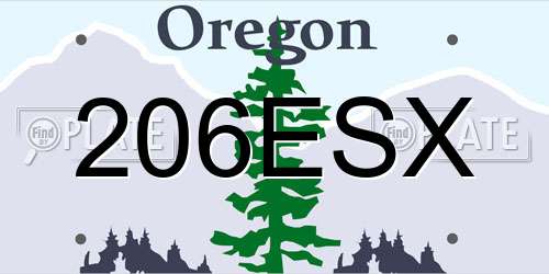 206ESX Oregon License Plate