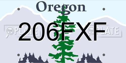 206FXF Oregon License Plate