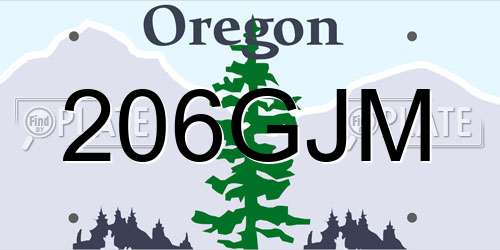 206GJM Oregon License Plate
