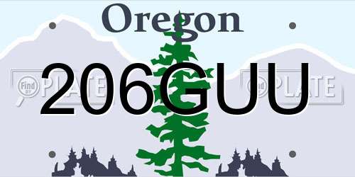 206GUU Oregon License Plate