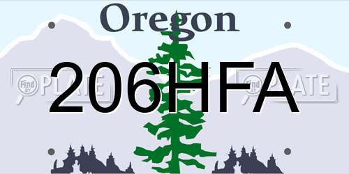 206HFA Oregon License Plate