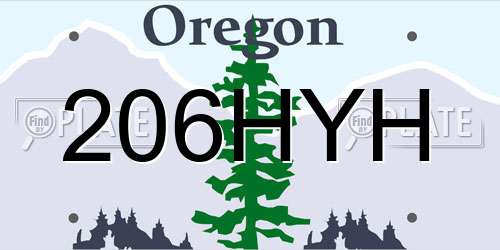206HYH Oregon License Plate