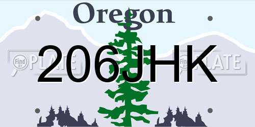 206JHK Oregon License Plate