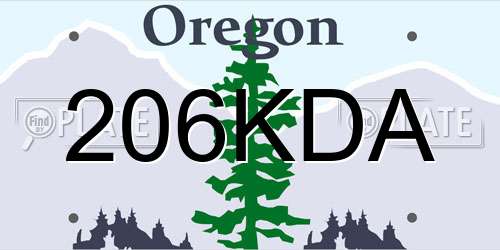 206KDA Oregon License Plate