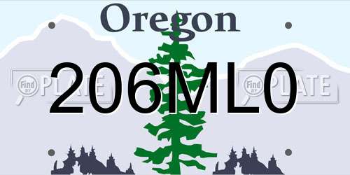 206ML0 Oregon License Plate