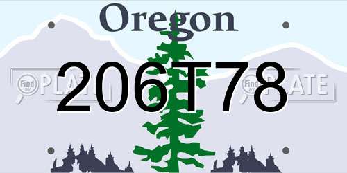 206T78 Oregon License Plate