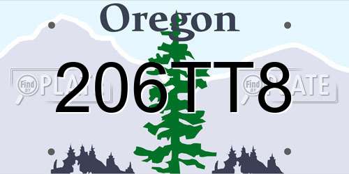 206TT8 Oregon License Plate