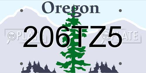 206TZ5 Oregon License Plate