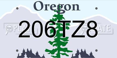 206TZ8 Oregon License Plate
