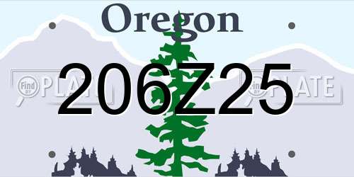 206Z25 Oregon License Plate