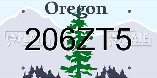 206ZT5 Oregon License Plate