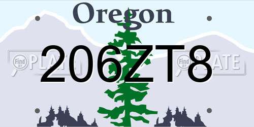 206ZT8 Oregon License Plate