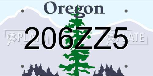 206ZZ5 Oregon License Plate