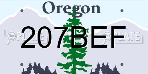 207BEF Oregon License Plate