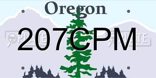 207CPM Oregon License Plate