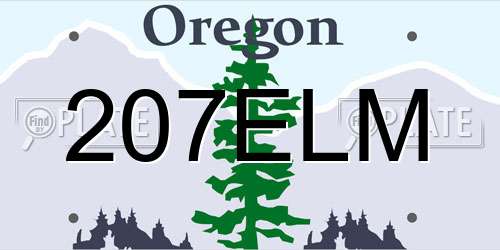 207ELM Oregon License Plate